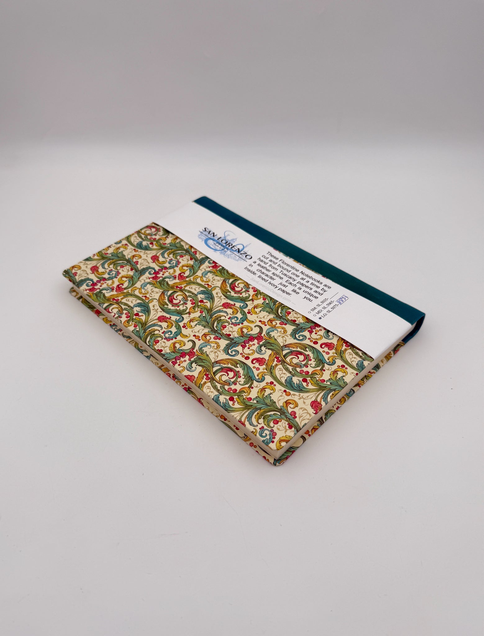 Signoria Hardcover Notebook – Italian Floral with Turquoise Binding
