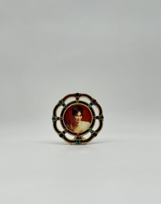Jay Strongwater Round Mini Frame Multicolor Swarovski Crystals