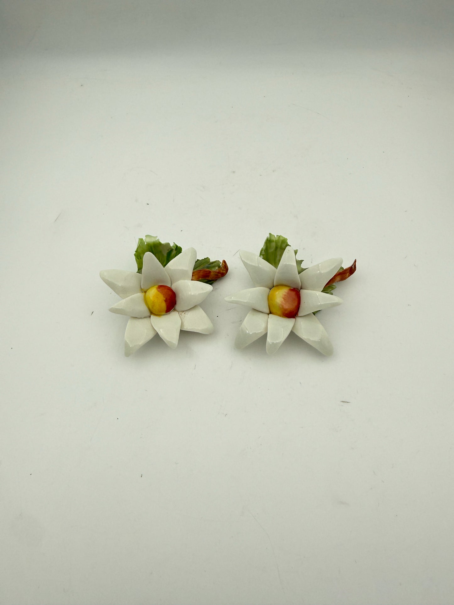 Vintage Capidimonte Handpainted Flower Placecard Holders- Set Of 16