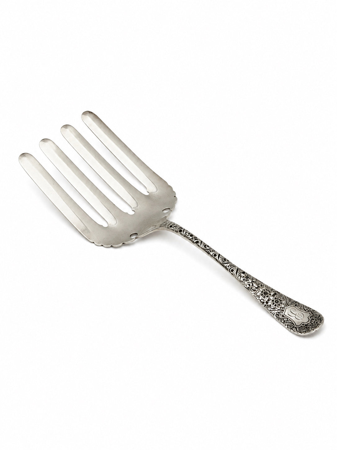 Antique Sterling Silver  "B" Monogram Meat Fork