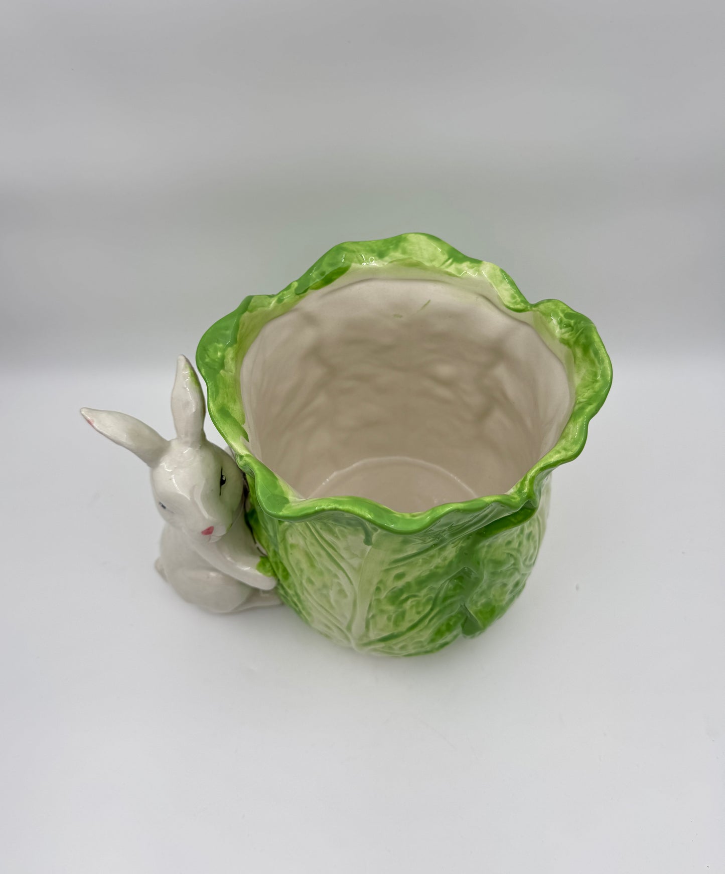 Raz Imports 2024 The Carrot Patch 9" Green Cabbage Container with Bunny – Charming Easter Decor