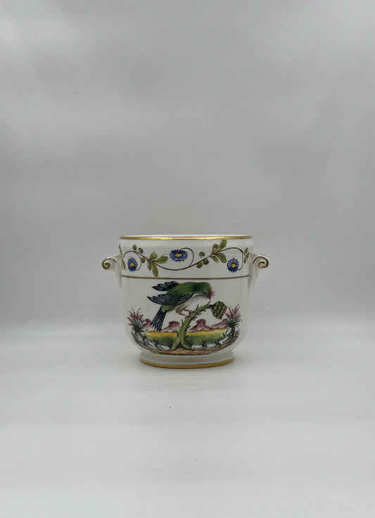 Tiffany & Co. Italian Cache Pot – Hand-Painted Bird & Floral Motif