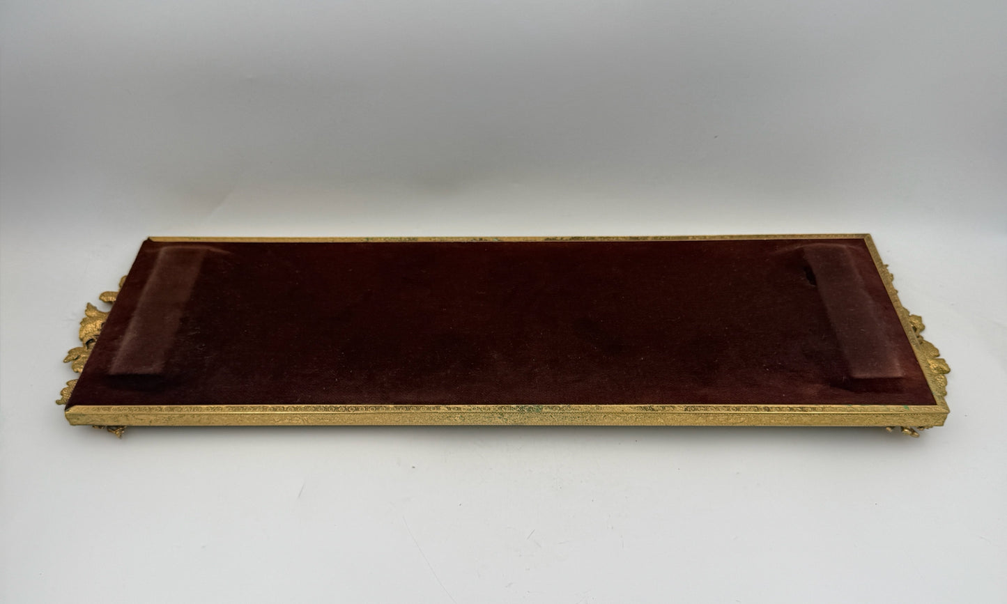 Vintage Gold Tone Grape Vine Mirrored Tray