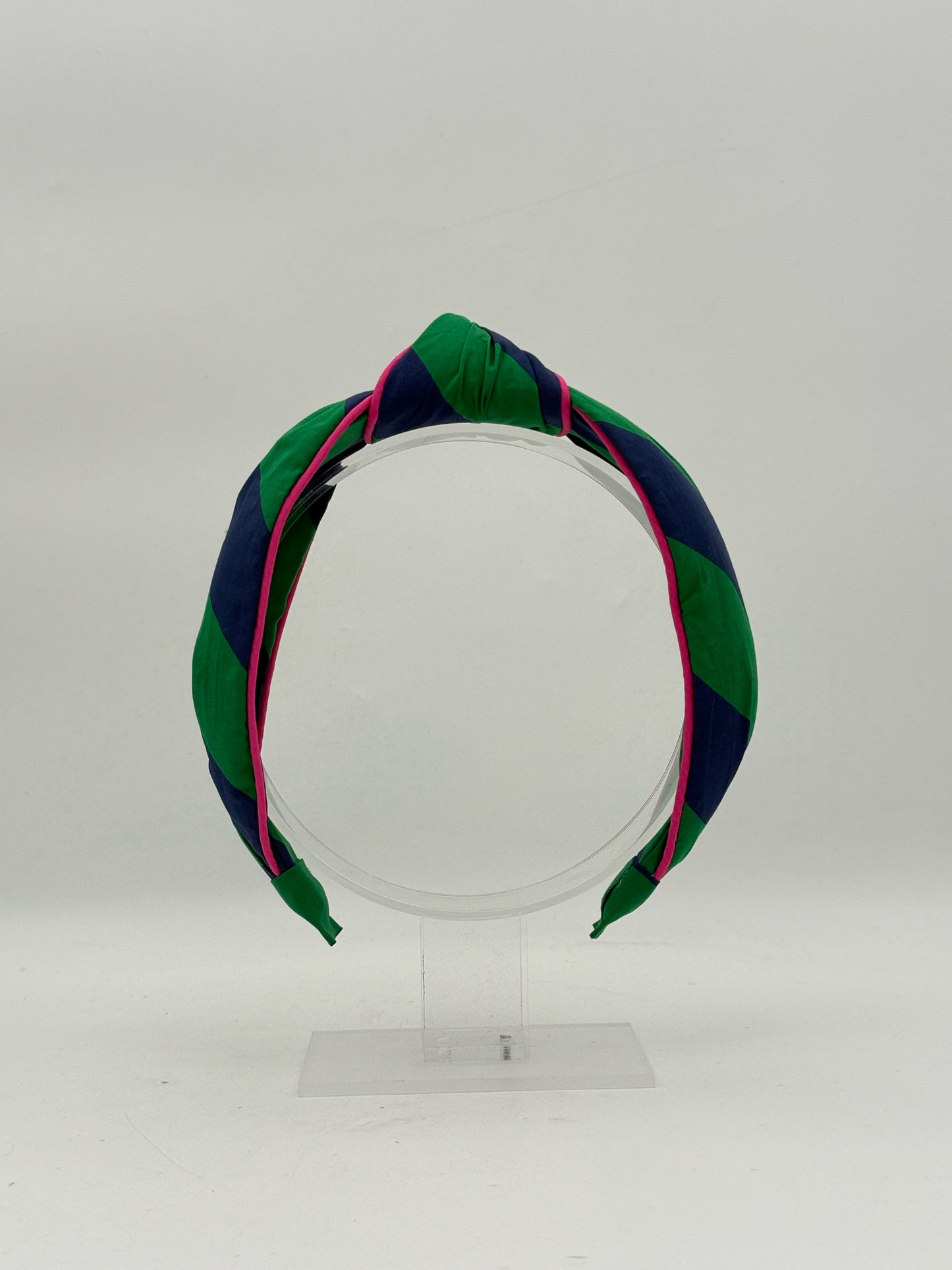 Green And Blue Striped Knotted Headband