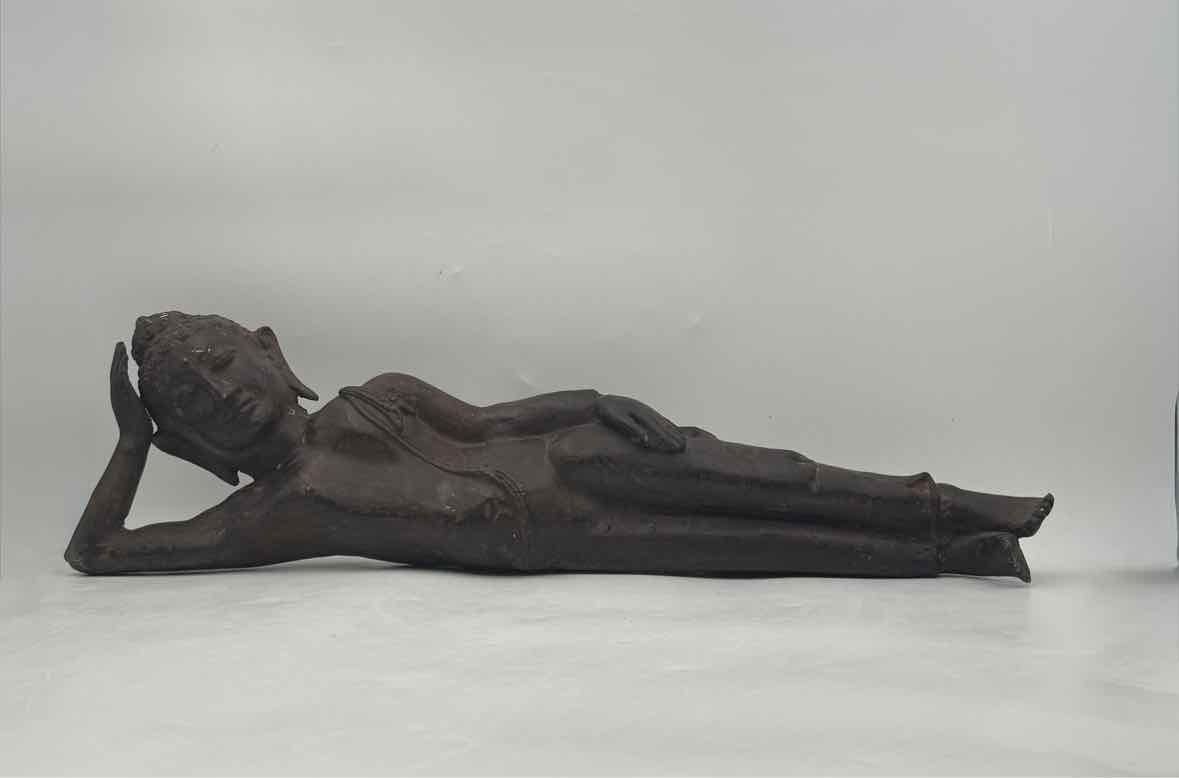 Reclining Metal Southeast Asian Style Buddha Sculpture