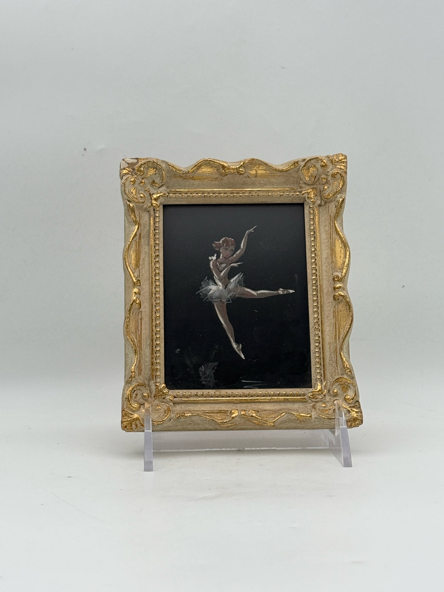 A Set Of Three Miniature Original Framed Ballerina Paintings