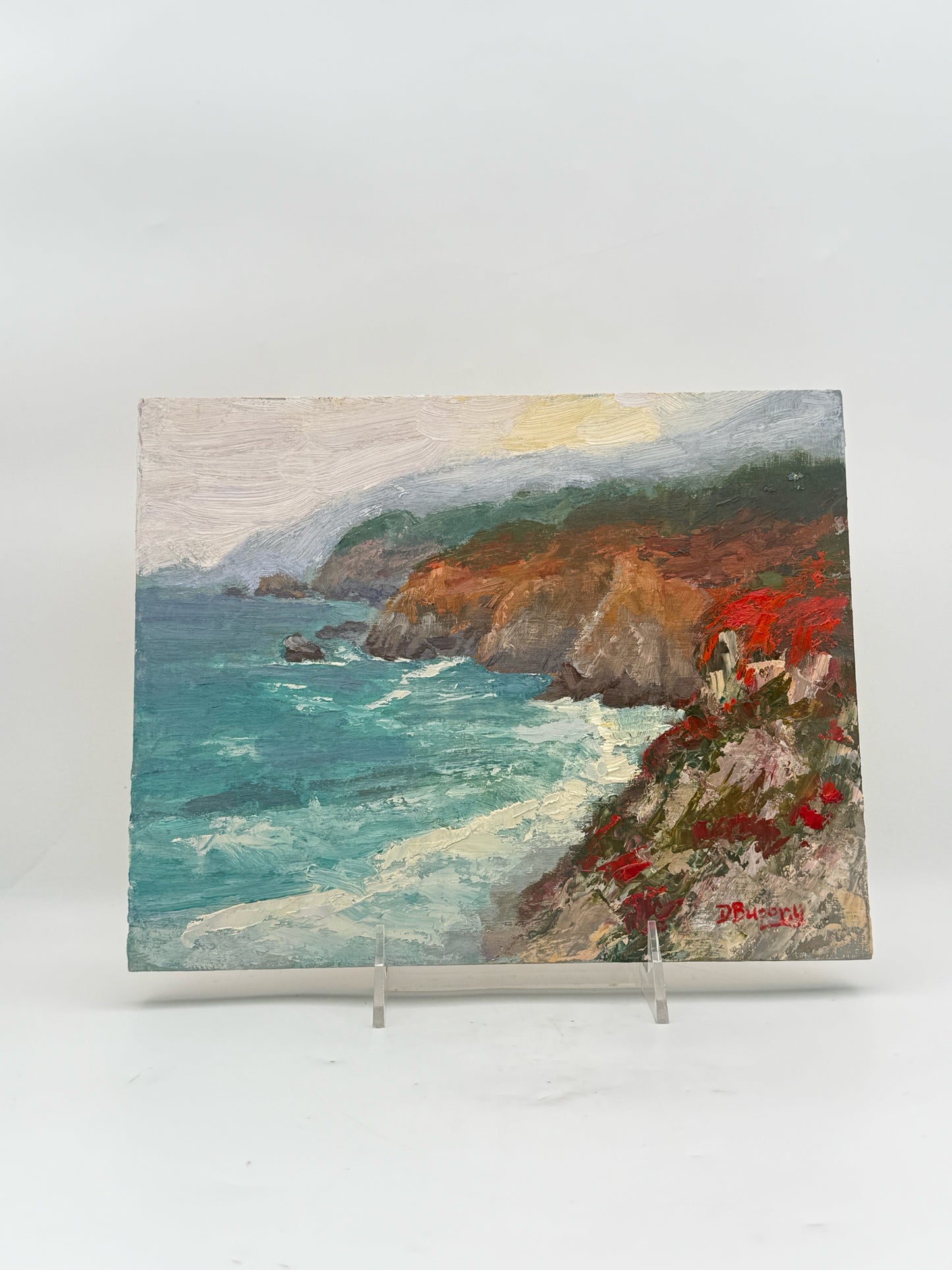 Oil On Board California Seascape By D. Busony