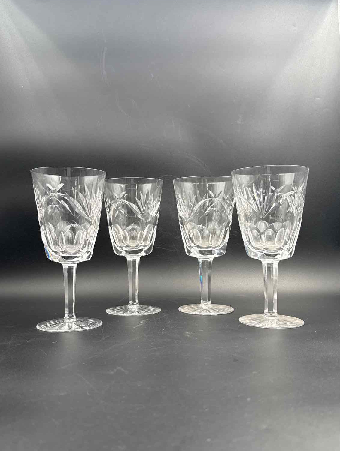 Waterford Ashling Crystal Water Goblets Set of Four Ireland Stemware