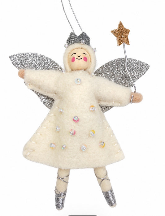 Pixie Ornament, Dressed As Angel With Wand