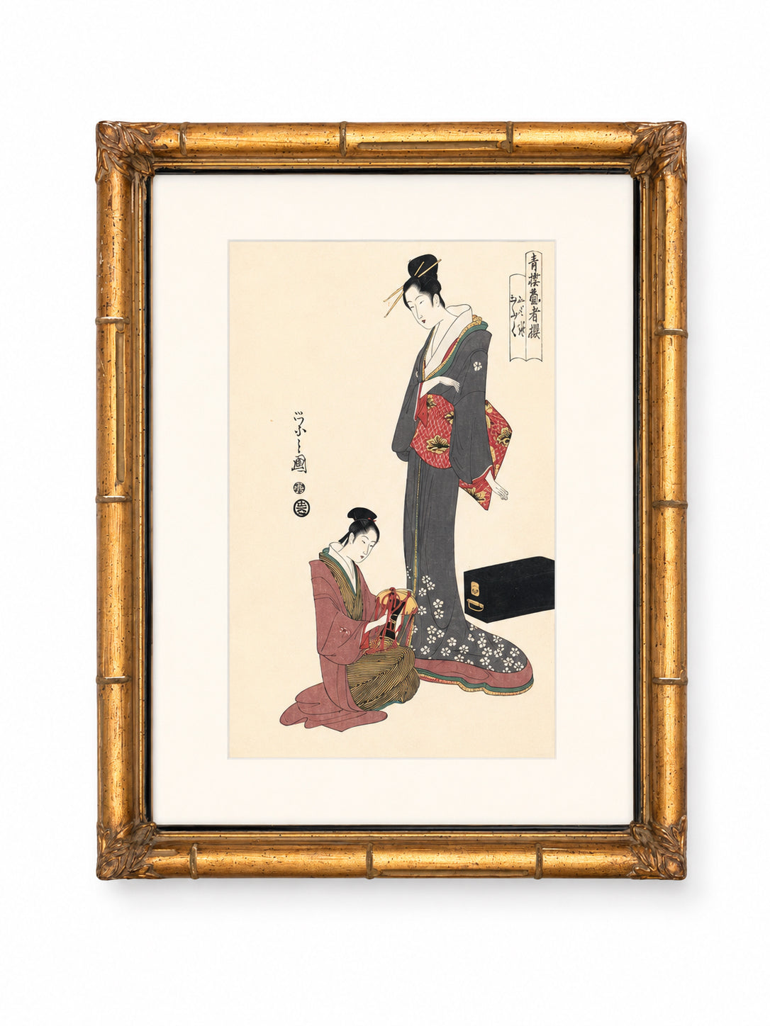 Pair Of Framed Japanese Prints After Utamarao