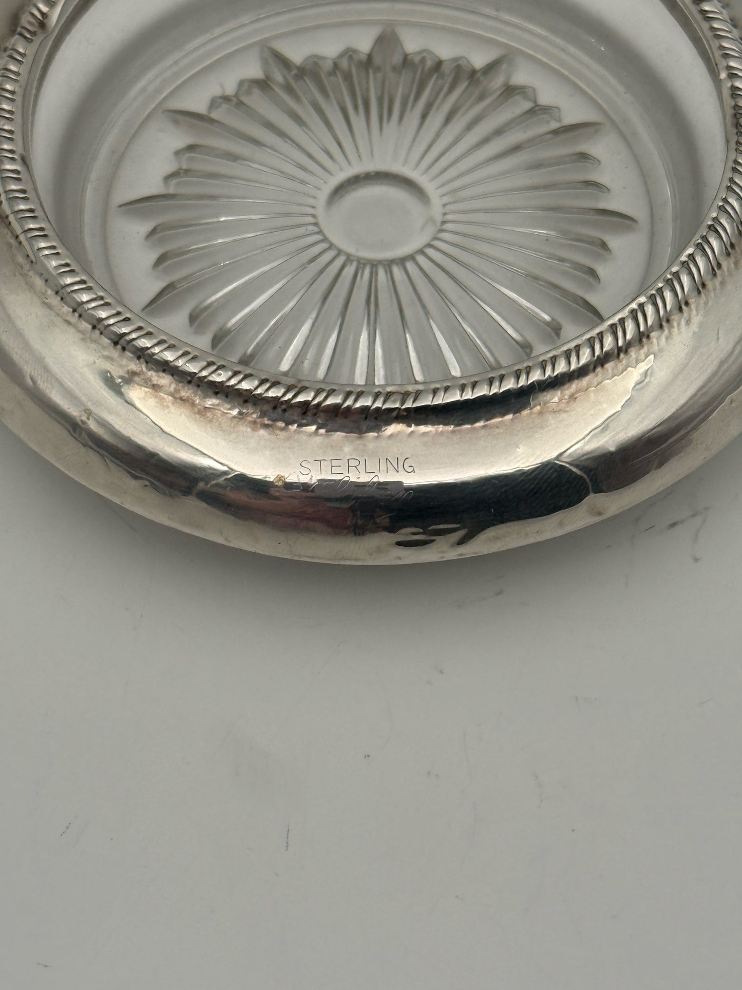 Sterling Silver And Crystal Coasters- Set Of 3
