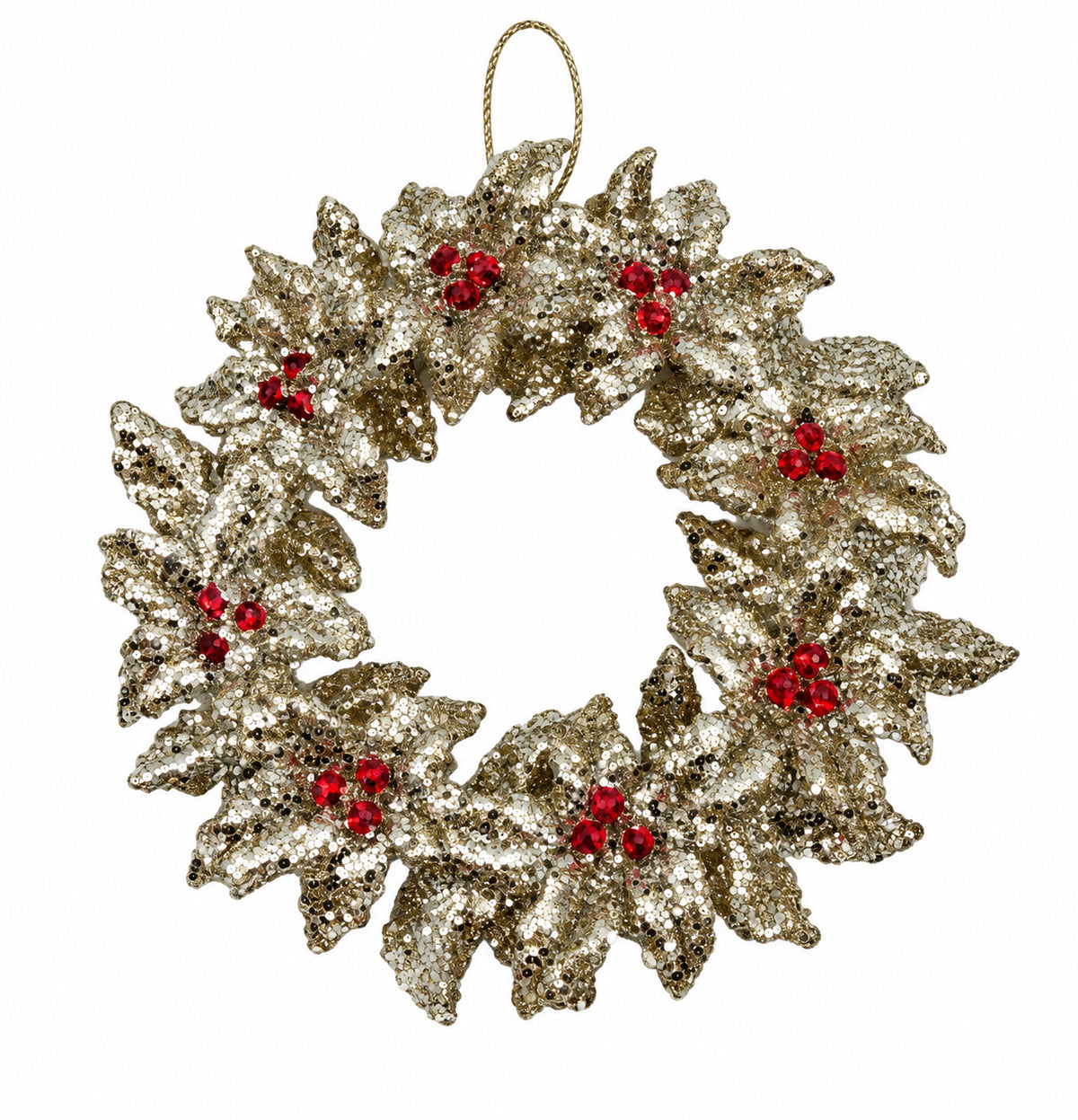 Glitter Holly Wreath Ornament