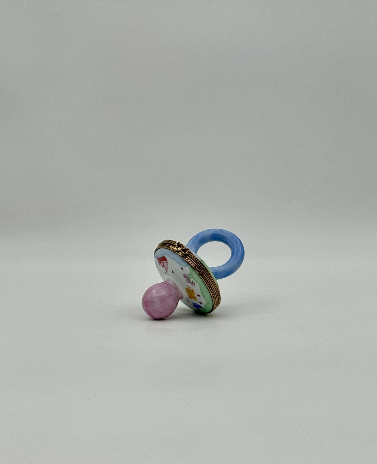 Limoges France Baby Pacifier Trinket Box – Hand-Painted Porcelain