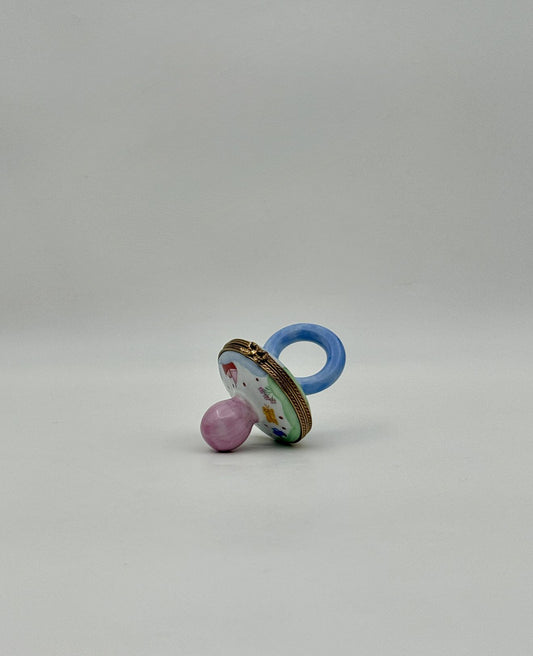 Limoges France Baby Pacifier Trinket Box – Hand-Painted Porcelain