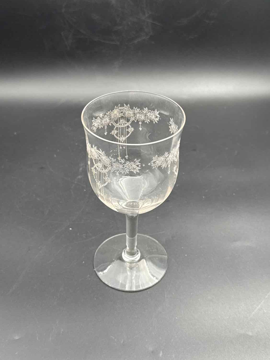 Vintage Fostoria Etched Wine Glasses Set of 10 Crystal Stemware Set