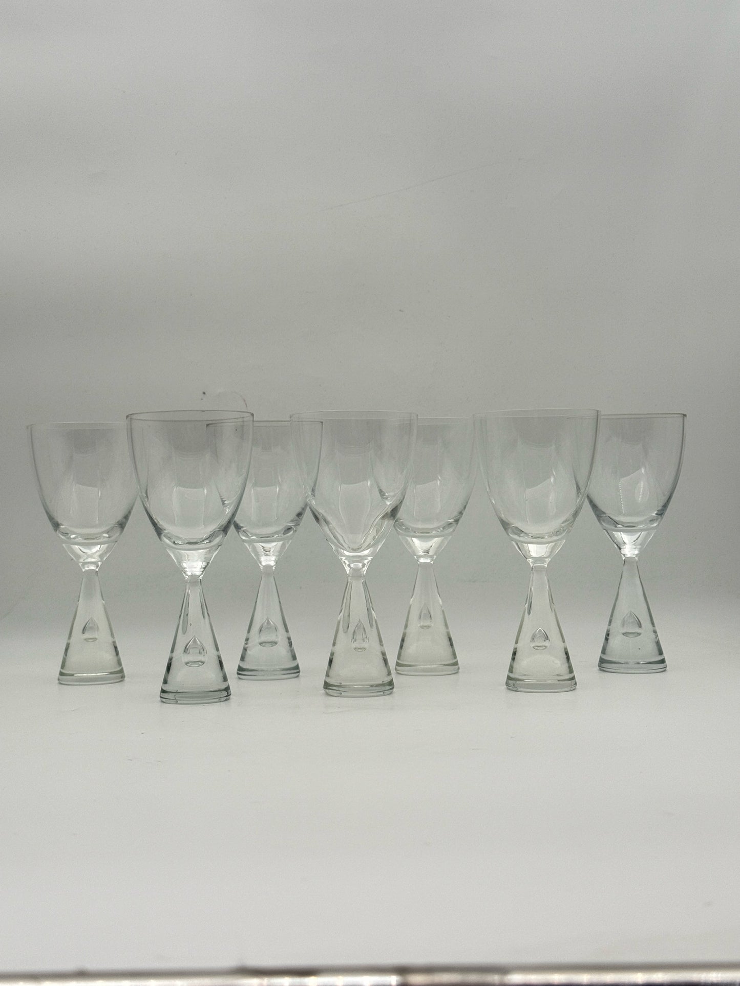 Midcentury "Princess" Scandinavian Crystal White Wine Glasses- Set Of 7