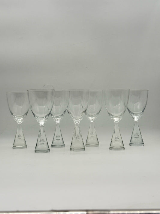 Midcentury "Princess" Scandinavian Crystal White Wine Glasses- Set Of 7