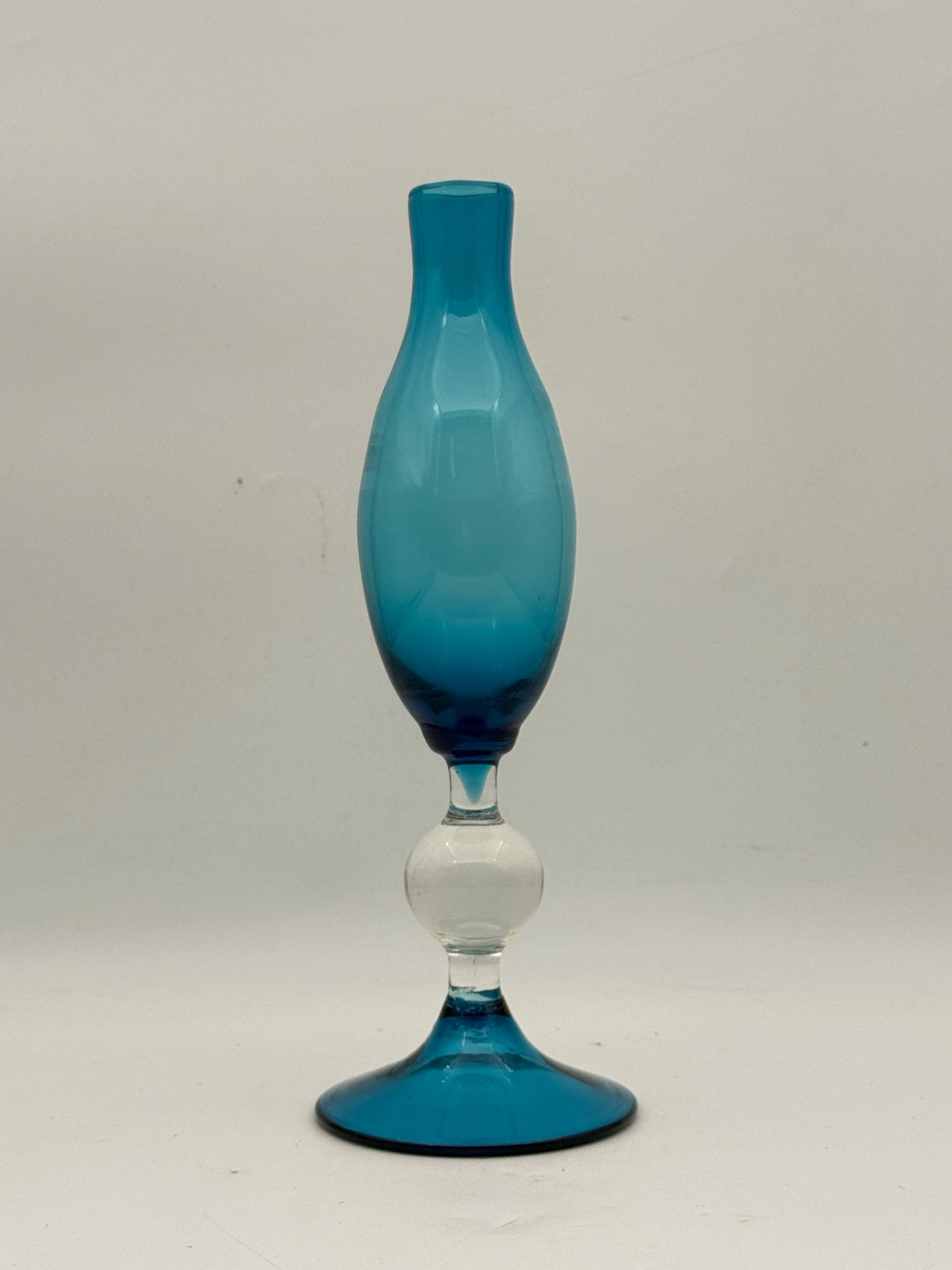 Blue And Clear Art Glass Vase