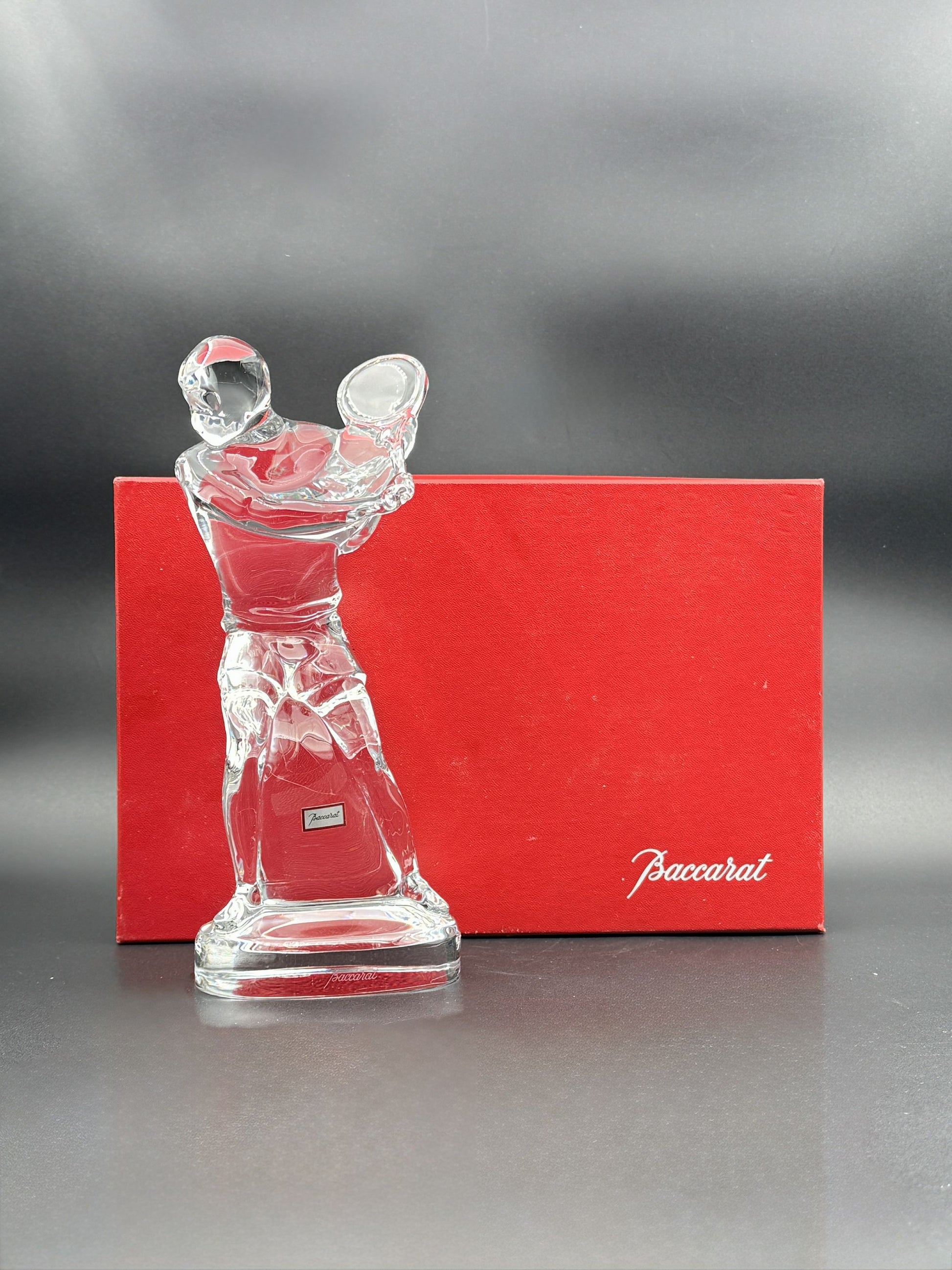 Baccarat Crystal Male Tennis Player Figurine Boxed Collectible Art