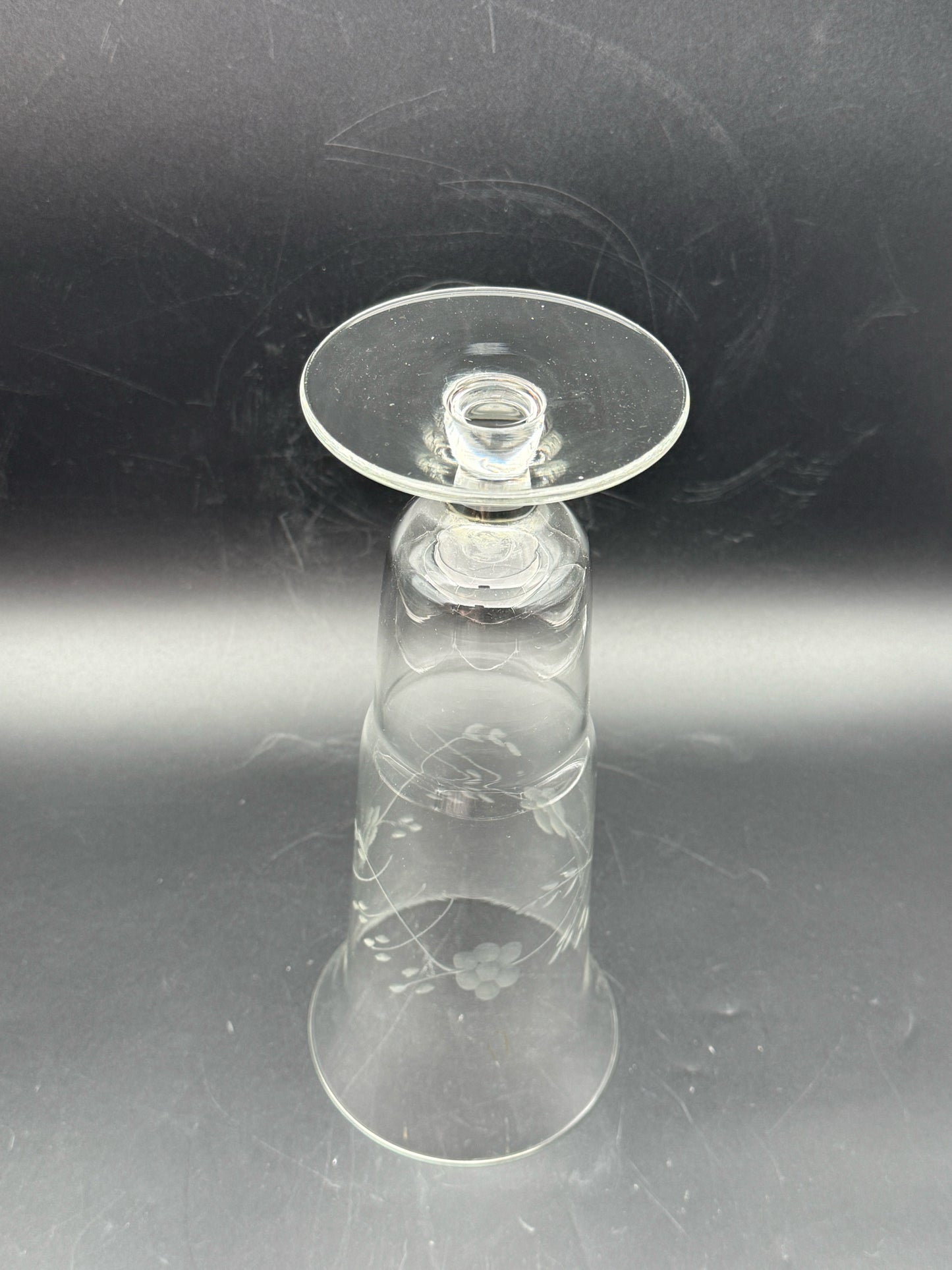 Vintage Flower Etched Etched Glass Vase