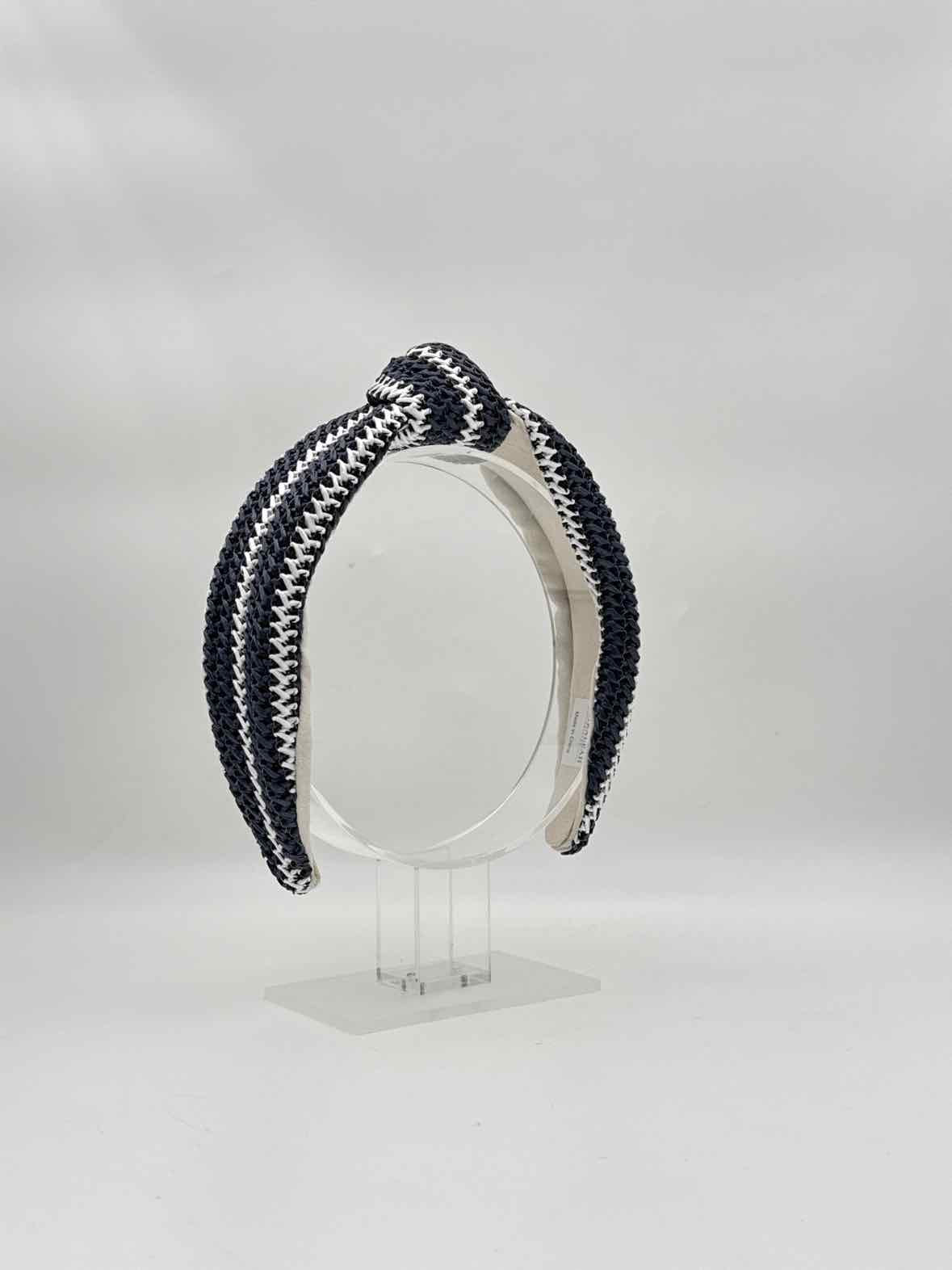 Navy Woven Stripe Knotted Headband – Hair Accessory