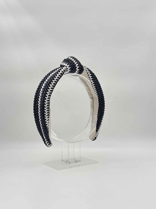 Navy Woven Stripe Knotted Headband – Hair Accessory