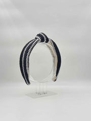 Navy Woven Stripe Knotted Headband – Hair Accessory