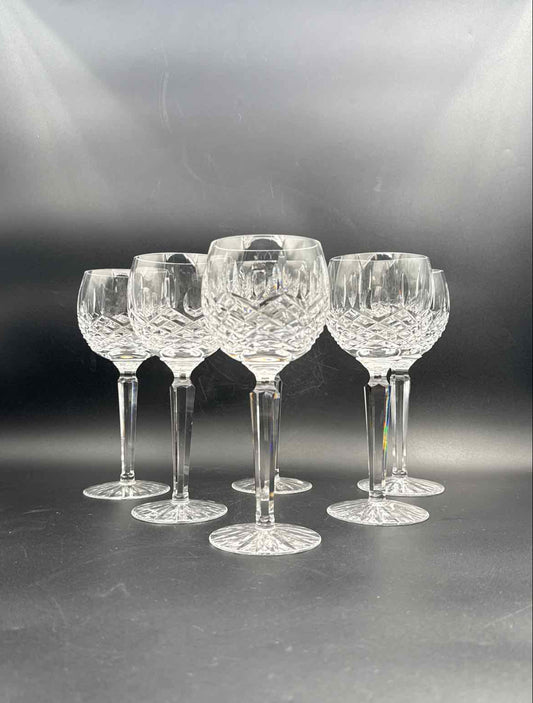 Waterford Kenmare Crystal Wine Hocks Set of 6 Cut Crystal Stemware