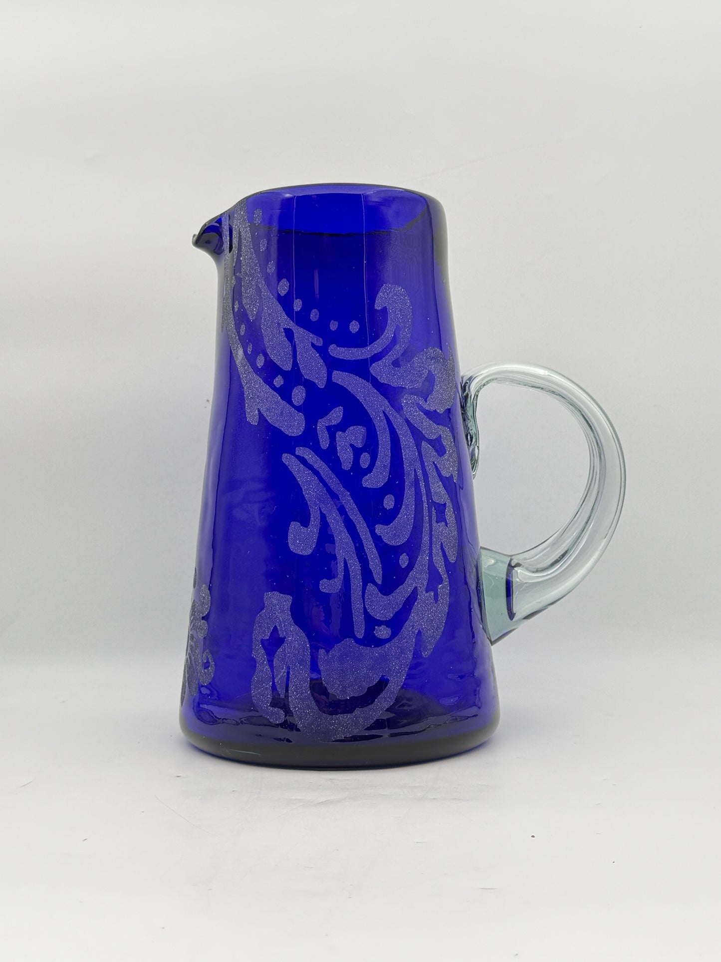 Handblown Cobalt Blue Glass Pitcher