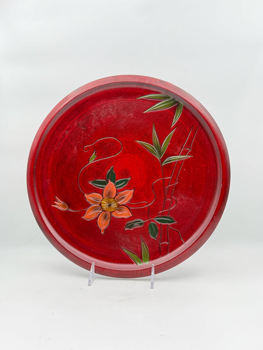 Wood Tray With Flower Details