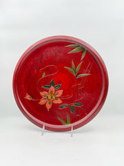 Wood Tray With Flower Details