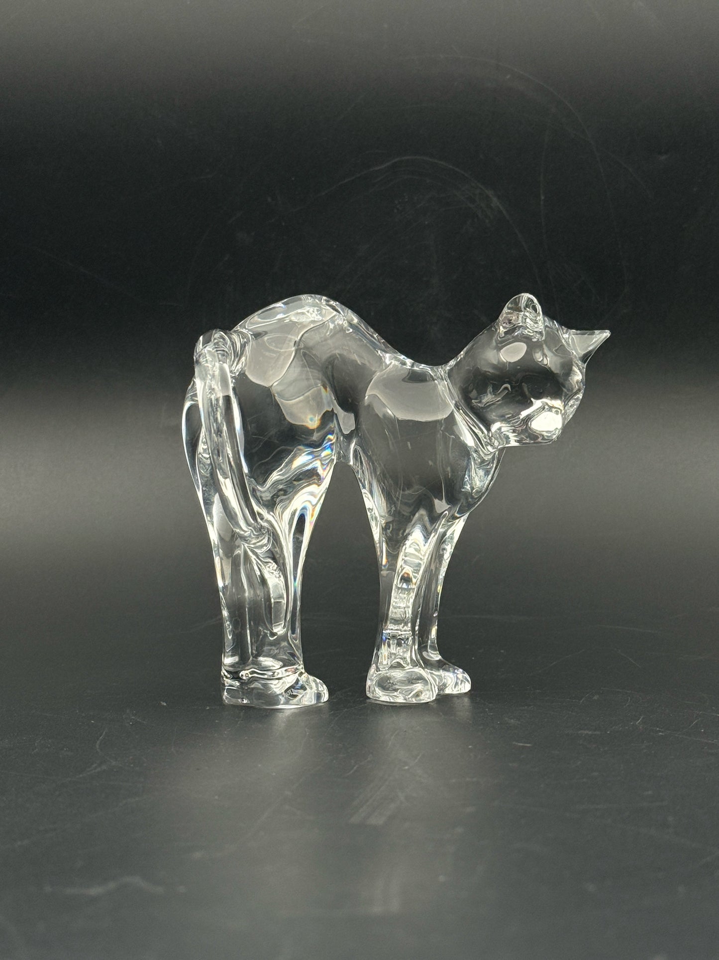 Baccarat Crystal Pouncing Cat Figurine