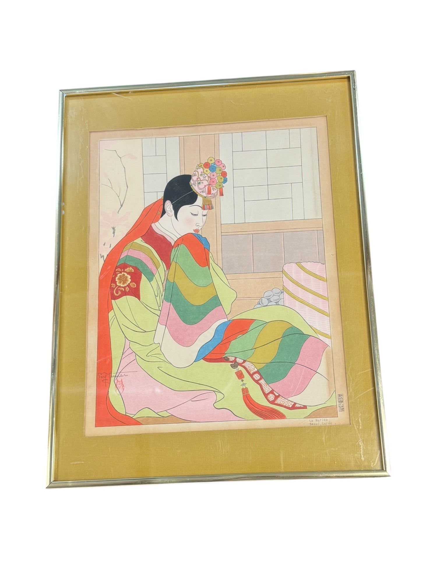 Paul Jacoulet (1902–1960) – "La Mariée, Seoul, Corée" – Signed Woodblock Print