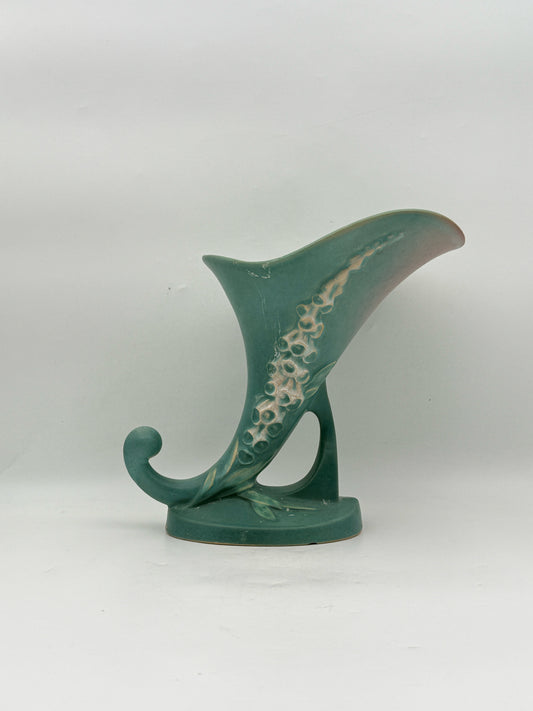 Roseville Green Ceramic Cornucopia Vase