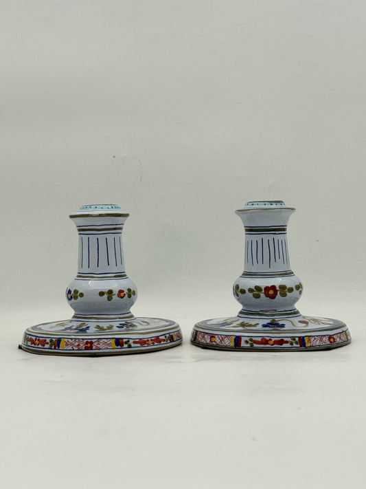 Sigma AMM Blue Carnation Pair Of Candle Holders