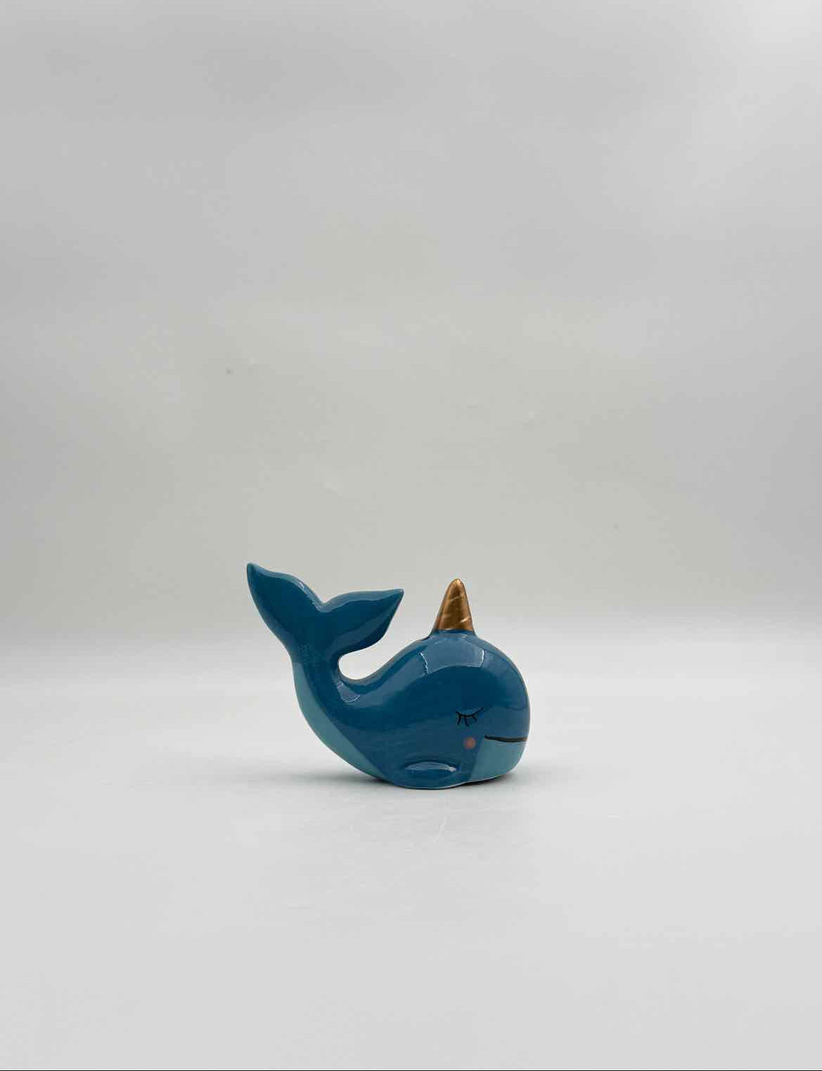 Blue Narwhal Salt Pepper Shakers Set Ocean Kitchen Decor Accent Art