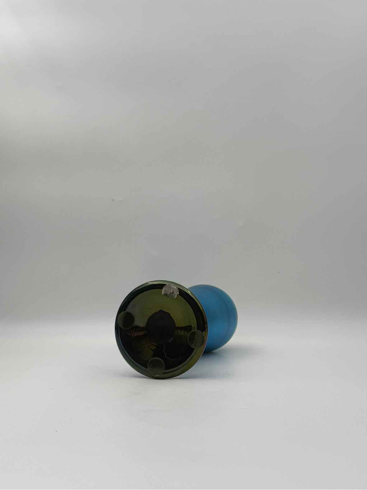 Vintage Irridescent Blue Art Glass Vase