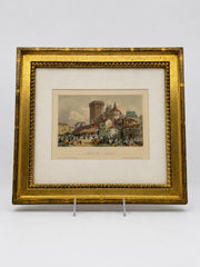 Hand Colored Set Of 5 European City Engravings