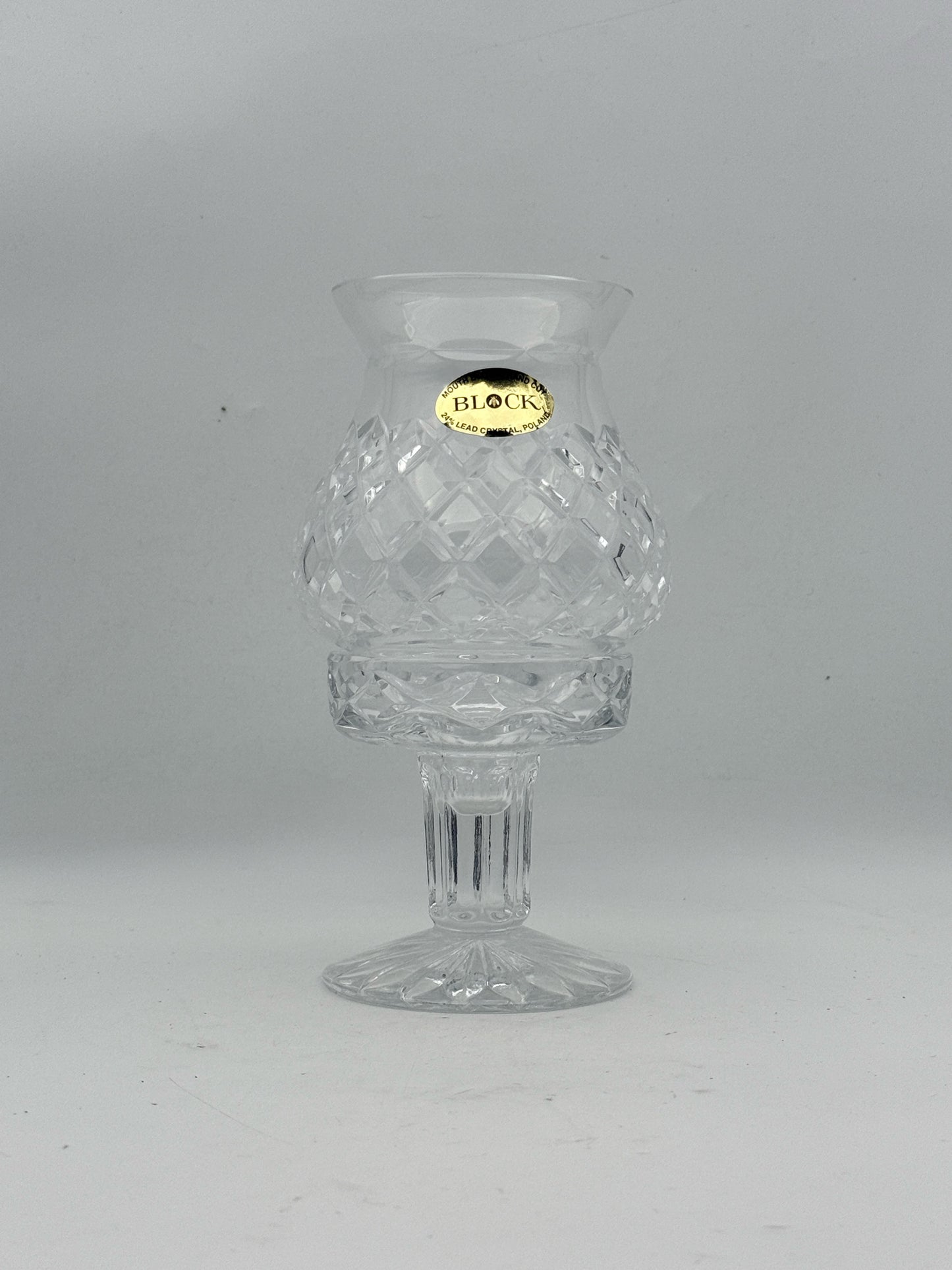 Vintage Block Cut Crystal Small Hurricane/Fairy Lamp