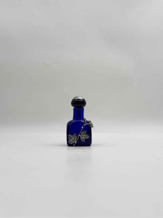 Antique Colbalt Blue Glass Perfumer With Sterling Silver Overlay