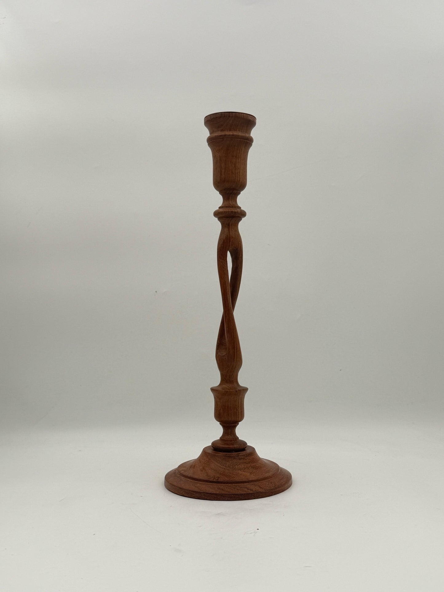 Carved Pair Of Wood Candlesticks